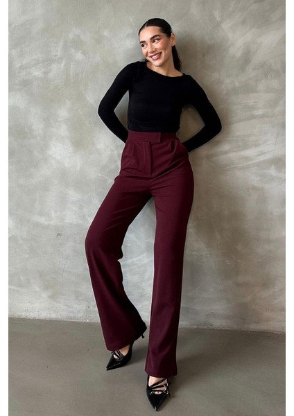 Bordo Likralı Cırt Kapamalı Palazzo Pantolon MG2291 fiyatları