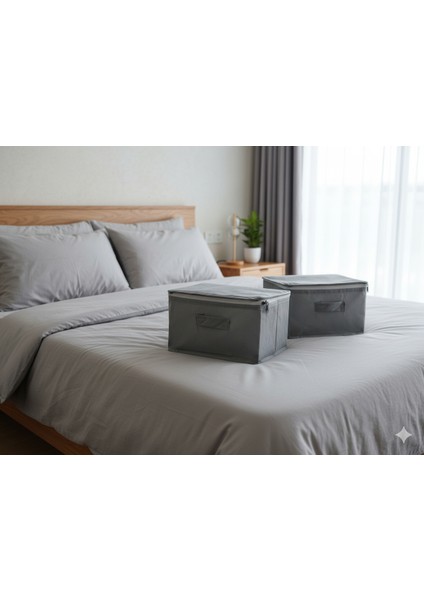 2'li Gri Çorap Hurcu | Çok Amaçlı Dolap Içi ve Çekmece Içi Düzenleyici 29X24X17 cm