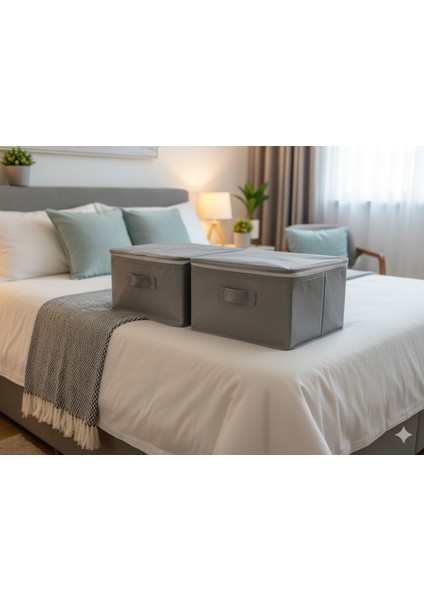 2'li Gri Çorap Hurcu | Çok Amaçlı Dolap Içi ve Çekmece Içi Düzenleyici 29X24X17 cm modelleri