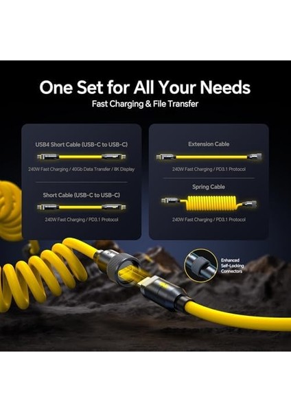 240W 8&apos;i 1 Arada USB C Kablo ve Yıldırım Kablo Seti, Geleceğin Pd3.1 Tip C Hızlı Şarj Kablosu ve Mfi Sertifikalı Yıldırım Kablosu Seti MacBook iPad Galaxy Için modelleri