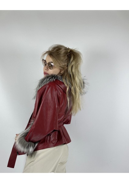 Çift Taraflı Giyilebilir Kadın Deri Mont Yarasa Model fiyatları