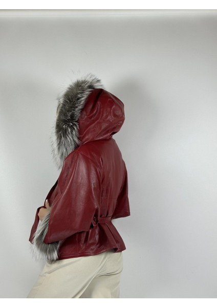 Çift Taraflı Giyilebilir Kadın Deri Mont Yarasa Model modelleri