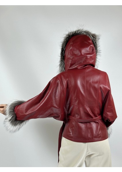 Çift Taraflı Giyilebilir Kadın Deri Mont Yarasa Model indirimleri