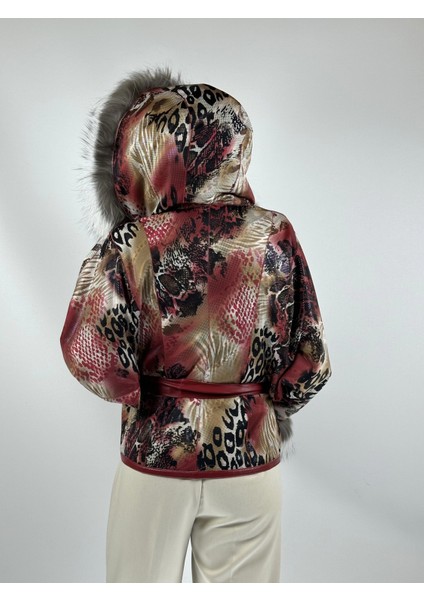 Çift Taraflı Giyilebilir Kadın Deri Mont Yarasa Model