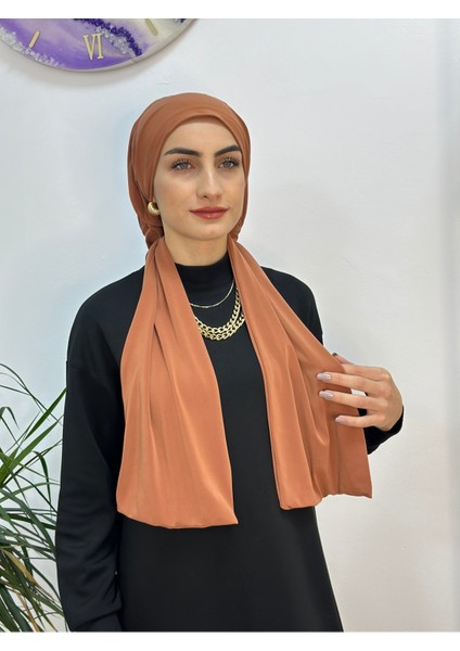 Ithal Kumaş Çıtçıtlı Hazır Şal Iki Sekılde Kullanılır Kiremit Renk