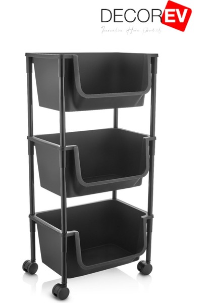 3 Katlı Tekerlekli Plastik Organizer Raf – Çok Amaçlı Mutfak, Banyo ve Ofis Düzenleyici (Siyah) fırsatları