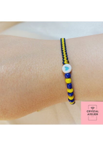 Fenerbahçe Kalpli Sarı Lacivert Boncuklu Unisex Taraftar Makrome Bileklik – Sarı Lacivert Boncuk El Yapımı Hediyelik Takı - Fenerbahçe Bileklik - Makrome Bileklik - Taraftar Bileklik modelleri