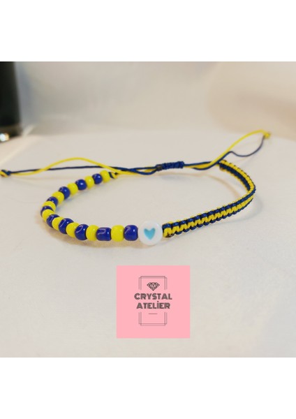 Fenerbahçe Kalpli Sarı Lacivert Boncuklu Unisex Taraftar Makrome Bileklik – Sarı Lacivert Boncuk El Yapımı Hediyelik Takı - Fenerbahçe Bileklik - Makrome Bileklik - Taraftar Bileklik fırsatları