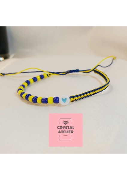 Fenerbahçe Kalpli Sarı Lacivert Boncuklu Unisex Taraftar Makrome Bileklik – Sarı Lacivert Boncuk El Yapımı Hediyelik Takı - Fenerbahçe Bileklik - Makrome Bileklik - Taraftar Bileklik indirimleri