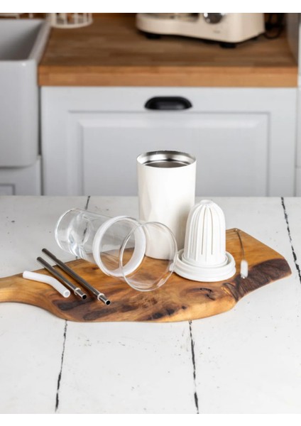 H2O 5'i 1 Yerde Çelik Pipetli Cam Detox Kupa Temizleyici Hediyeli 650 ml fiyatları