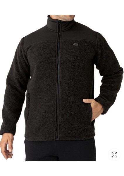 Siyah Erkek Tam Fermuarlı Polar Sweat