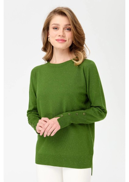 Kadın Sıfır Yaka Önü Kısa Arkası Uzun Bluz 23331 K.yosun