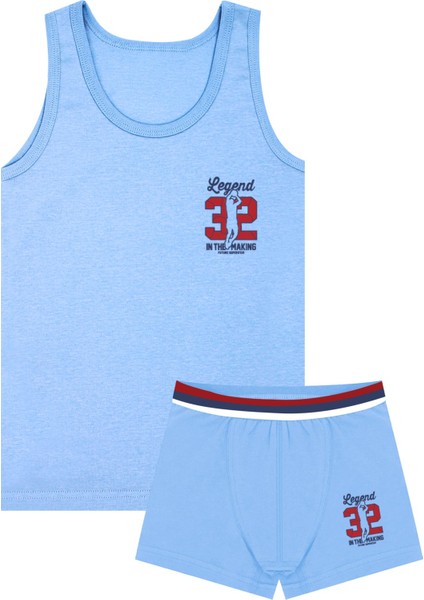 Erkek Çocuk Atlet Boxer Likralı Mavi Legend (%96 Pamuk - %4 Elastan)