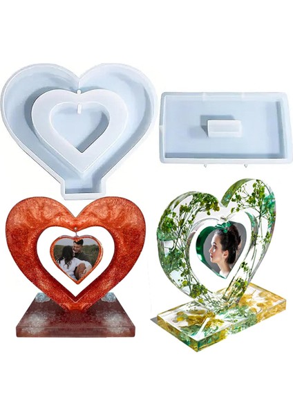Epoksi Sevgililer Günü Fotoğraf Çerçevesi Kalp Dekoratif Resimlik Kalıbı
