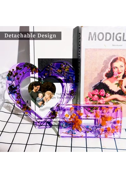 Epoksi Sevgililer Günü Fotoğraf Çerçevesi Kalp Dekoratif Resimlik Kalıbı