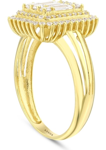 Altın Baget Taşlı Tasarım Yüzük - 14K fiyatları