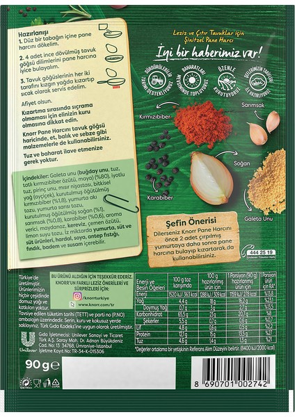 Şinitzel Pane Harcı 90 gr x 4 Adet