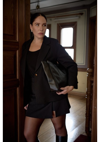 Kadın Büyük Beden Astarlı Blazer Ceket