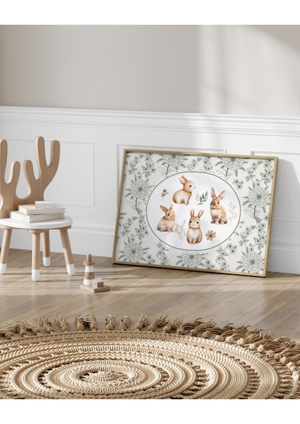 Vintage Tavşanlar Yatay Dijital Baskı Poster (Çerçevesiz) modelleri
