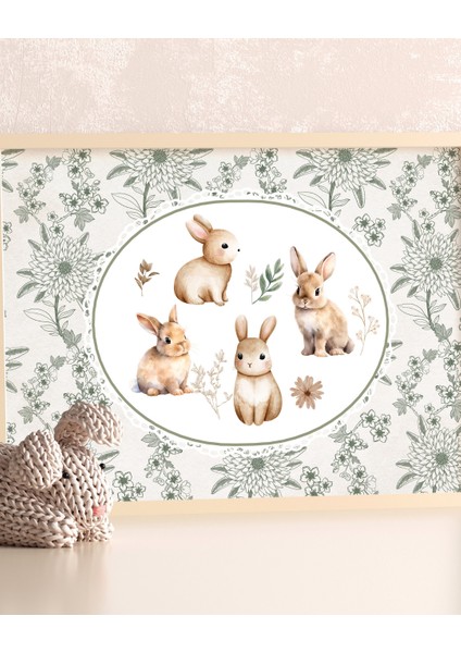 Vintage Tavşanlar Yatay Dijital Baskı Poster (Çerçevesiz) fırsatları