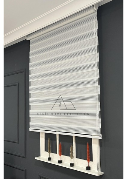 Gri Geçişli Dar Plise Zebra Stor Perde (Dayanıklı Alüminyum Kasa) modelleri