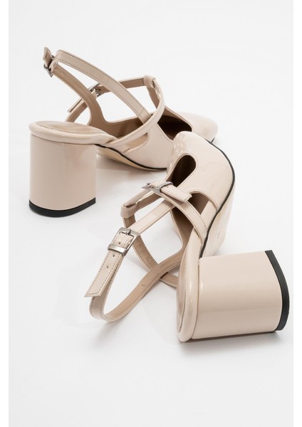 ACRON Ekru Rugan Tokalı Kadın Ayakkabı