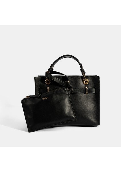 Kadın Siyah Deri Omuz Çantası