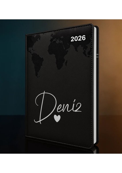 Kişiye Özel Isimli Termo Sert Kapak 2026 Siyah Ajanda -13, Öğretmenler Günü Hediyesi, Yeni Iş Hediyesi