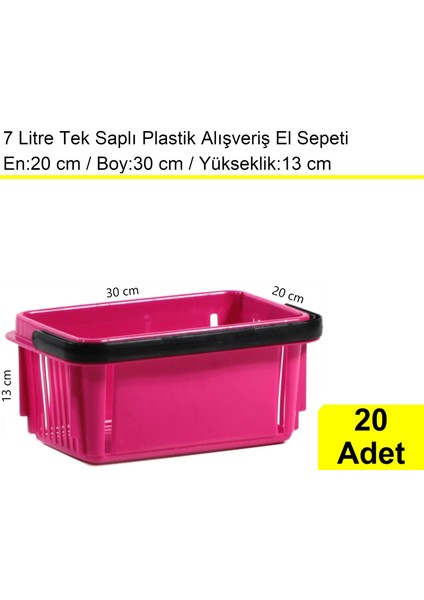 Plastik Kozmetik Alışveriş El Sepeti 7 Litre Fuşya 20 Adet
