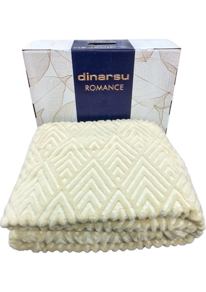 Romans Emboss Tek Kişilik Battaniye Bej