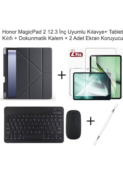Yesnıce Honor Magicpad 2 12.3 Inç Uyumlu Standlı Kılıf ve Dokunmatik Kalem ve Klavye ve Mouse