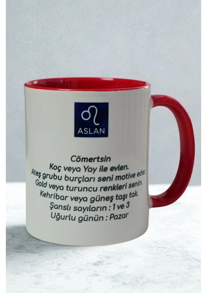 Aslan Burcu Porselen Kupa – Astroloji ve Burç Temalı Kupa Bardak – Kişiye Özel Aslan Burcu Hediyesi
