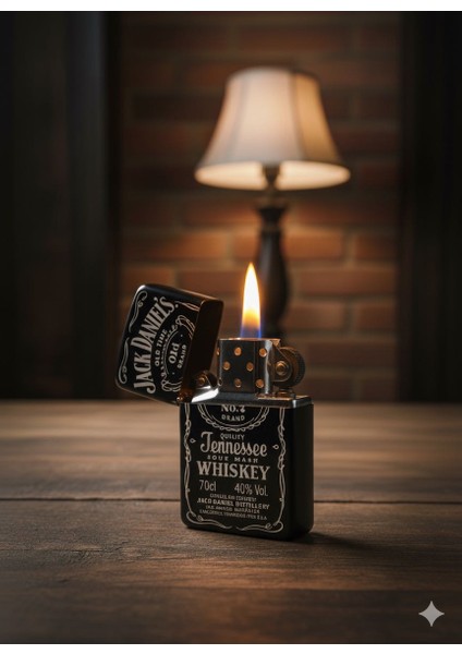 Lazer Kazıma Kişiye Özel Siyah Metal Çakmak Özel Tasarım - Hediyelik Çakmak