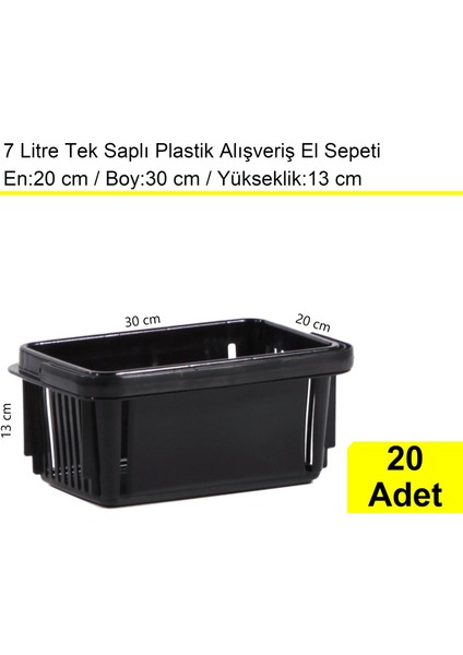 Plastik Kozmetik Alışveriş El Sepeti 7 Litre Siyah 20 Adet