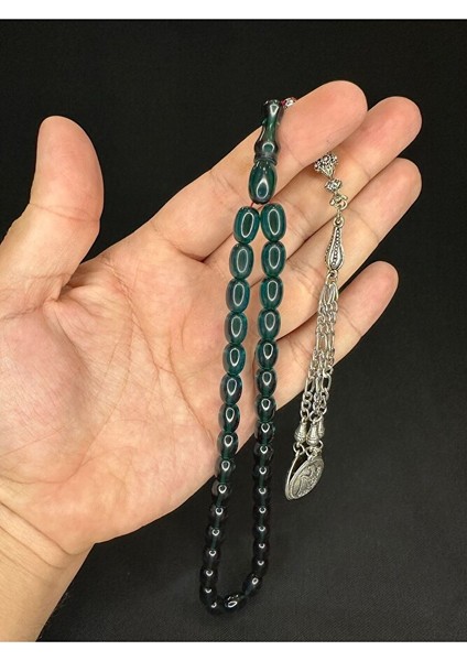 Ateş Kehribar Tesbih Koyu Yeşil Renkli Kapsül Kesim 11MMX8,5MM T-606 fırsatları