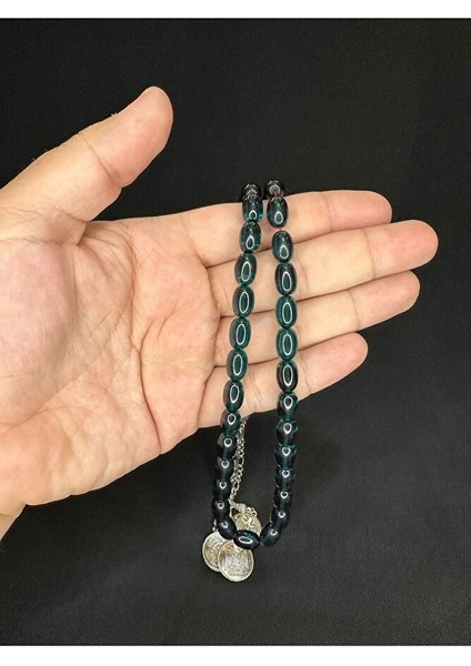 Ateş Kehribar Tesbih Koyu Yeşil Renkli Kapsül Kesim 11MMX8,5MM T-606 indirimleri
