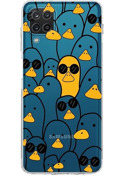 Samsung Galaxy A12 Kamera Korumalı Kapak Duck Tasarımlı Şeffaf Kılıf