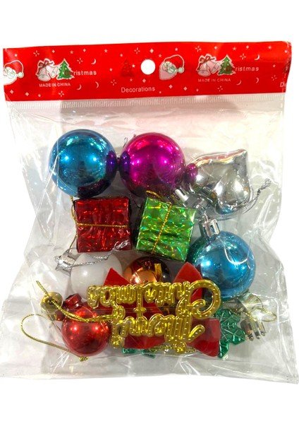 Yılbaşı Süsleri 10 Lu Karışık Çok Renkli Küçük Boy 2-3 cm Yılbaşı Ağacı Süsleri