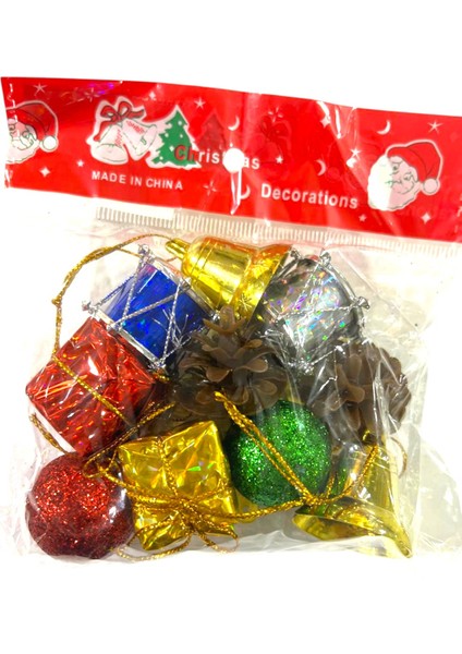 Yılbaşı Süsleri 10 Lu Karışık Çok Renkli Küçük Boy 2-3 cm Yılbaşı Ağacı Süsleri modelleri