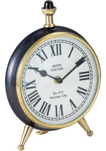 La Medore Black Nıckel Shıny Brass Table Clock 8X17,5X22,5 cm