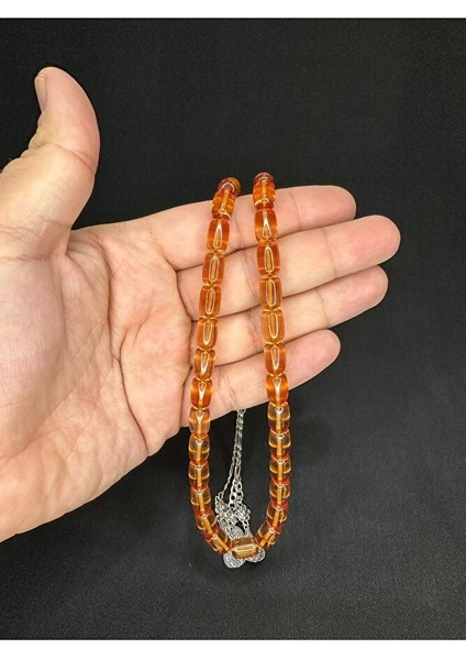 Ateş Kehribar Tesbih Bal Renkli Kapsül Kesim 11,5x8,5mm T-607