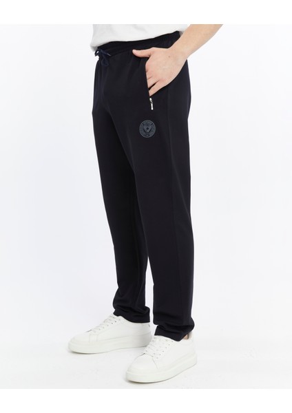 Erkek Lacivert Fermuar Cepli Düz Paça Eşofman ALT-P601