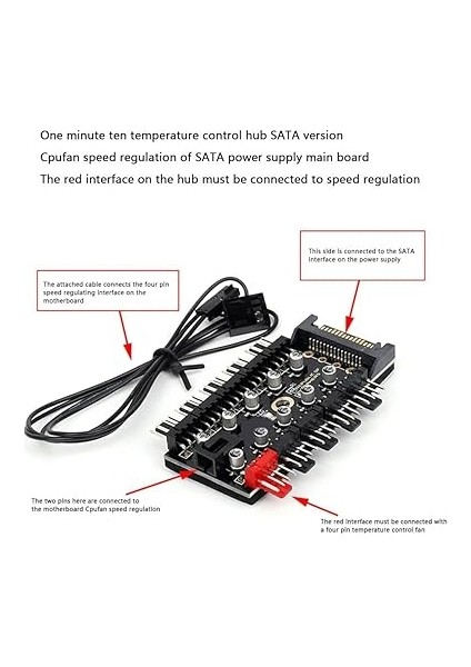 8849 10 Port Fan Power Sata Güç Switch Pwm Çoklayıcı, Sata Power 10 Port Soğutma Fan Splitter Hub, Pc Bilgisayar Soğutma Sistemi Için Kullanılır. fırsatları