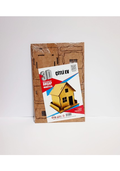 3D Ahşap Maket Çitli Ev