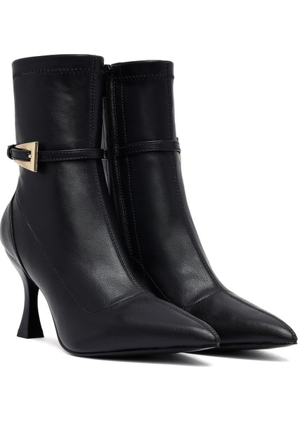 Kadın Siyah Fermuarlı İnce Topuklu Bot 25WFE402114