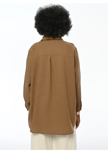 Kadın Nakış Işlemeli Oversize Kesim Düz Renk Gömlek indirimleri