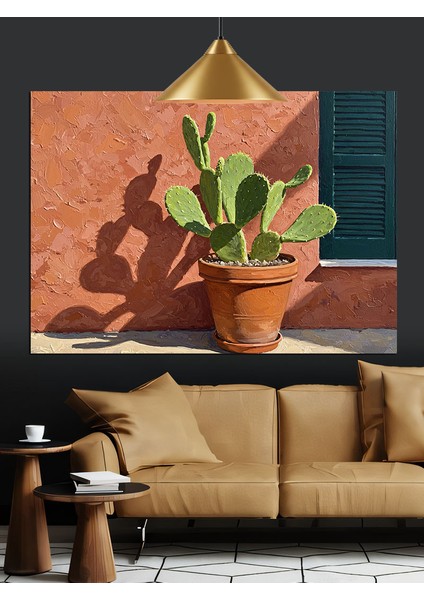 Saksı Içinde Kaktüs Bitkisi Dekoratif Kanvas - Mdf Ahşap Tablo fiyatları