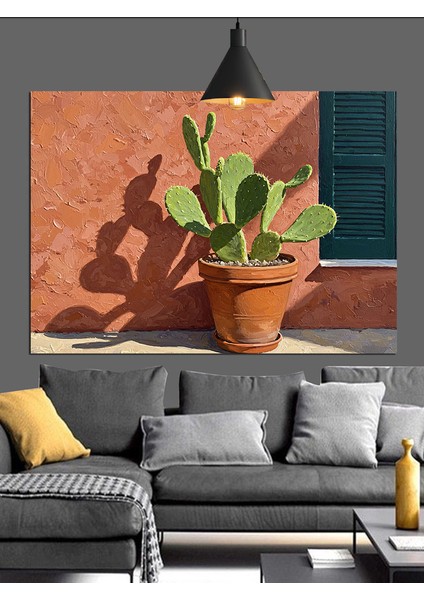 Saksı Içinde Kaktüs Bitkisi Dekoratif Kanvas - Mdf Ahşap Tablo modelleri
