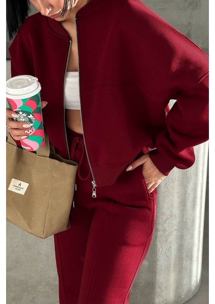 Kadın 3 Iplik Şardonlu Cepli Premium Eşofman Takımı NBHS001