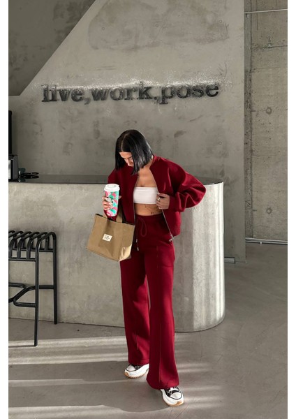 Kadın 3 Iplik Şardonlu Cepli Premium Eşofman Takımı NBHS001 modelleri